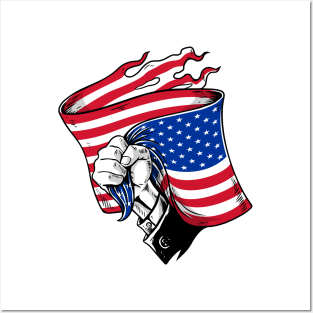 hand holding USa flag Posters and Art